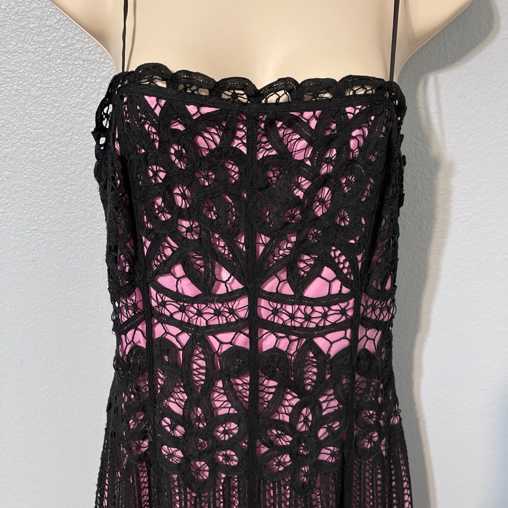 Vtg Betsey Johnson Lace Overlay Dress Pink Black Goth Y2k Dark Fairy Glam Size 8 - Picture 2 of 12